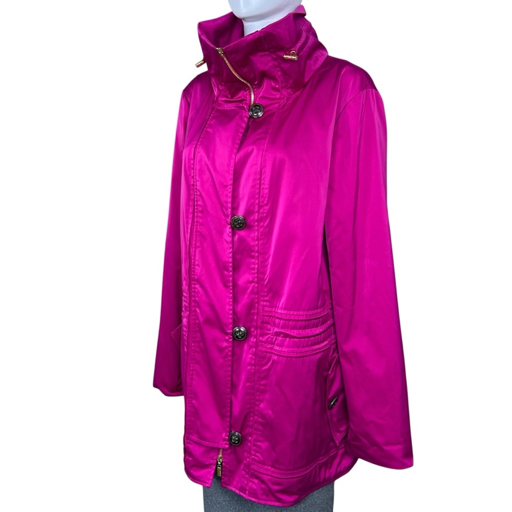 Escada Windbreaker Jacket Size 10 Convertible Collar Lightweight Rain Coat Pink - Picture 5 of 16
